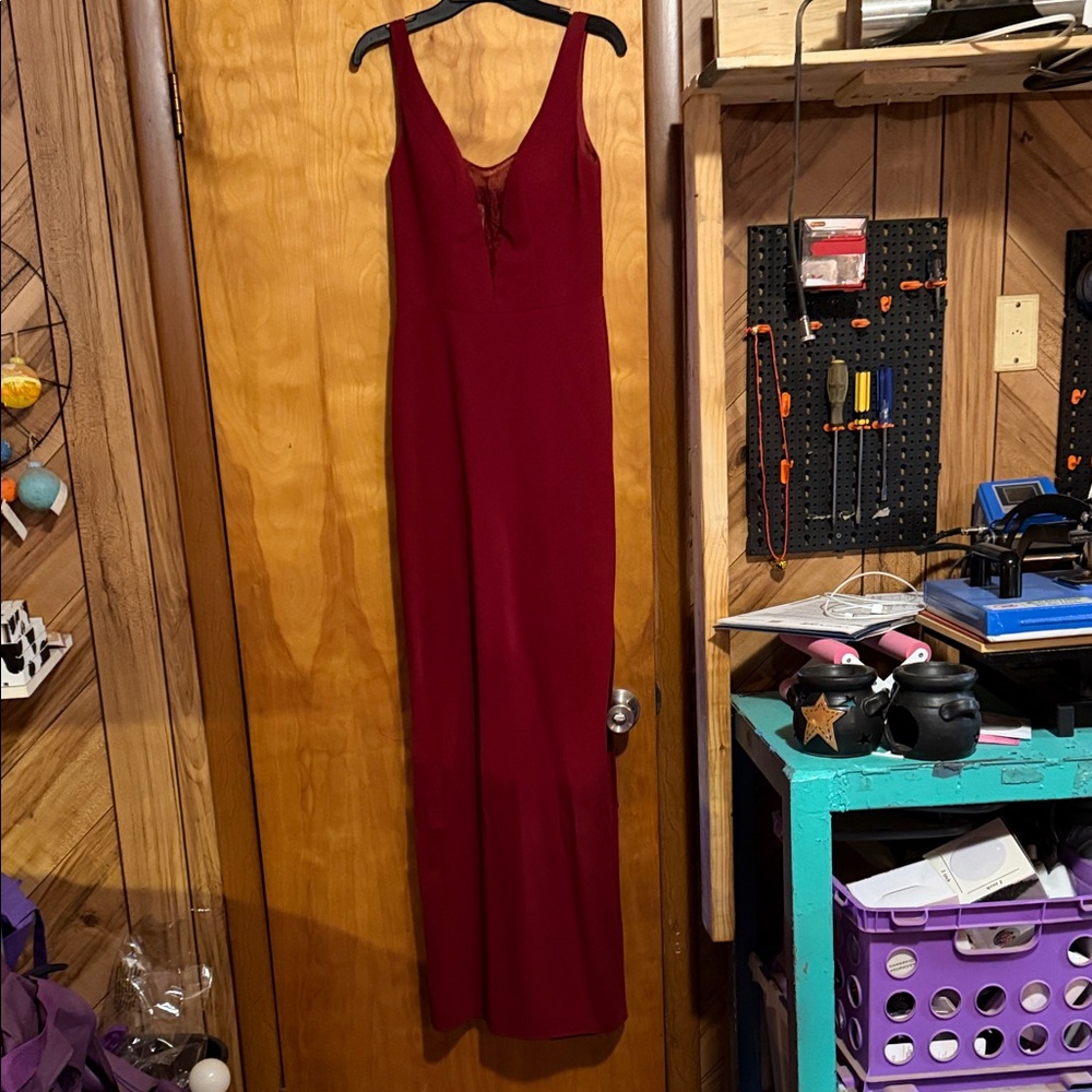 Elegant Burgundy Evening Gown